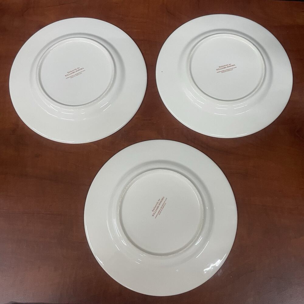 Set Of 3 William Sonoma Botanical Wreath Salad Plates 8 1/4" Made in Portugal - Picture 8 of 8